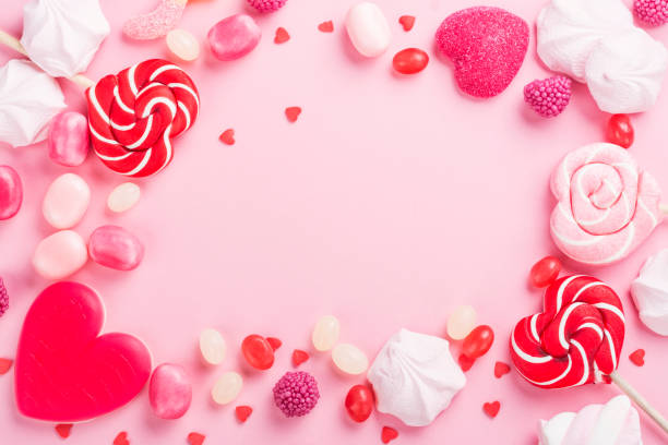 istock Candies, lollipops, jelly on pink 1091828648