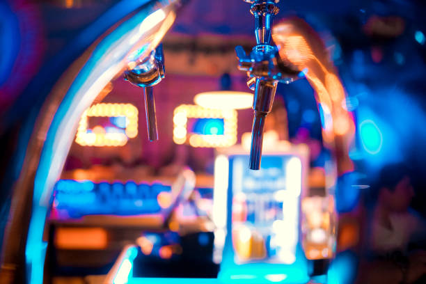 istock Shiny beer taps in a row in a bar 1091828930