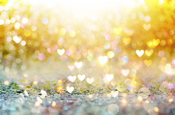 istock Beautiful shiny hearts and abstract lights 1091832774