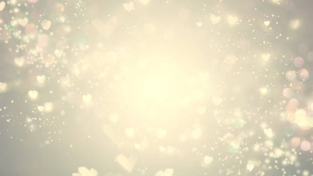 Shiny hearts and abstract lights background