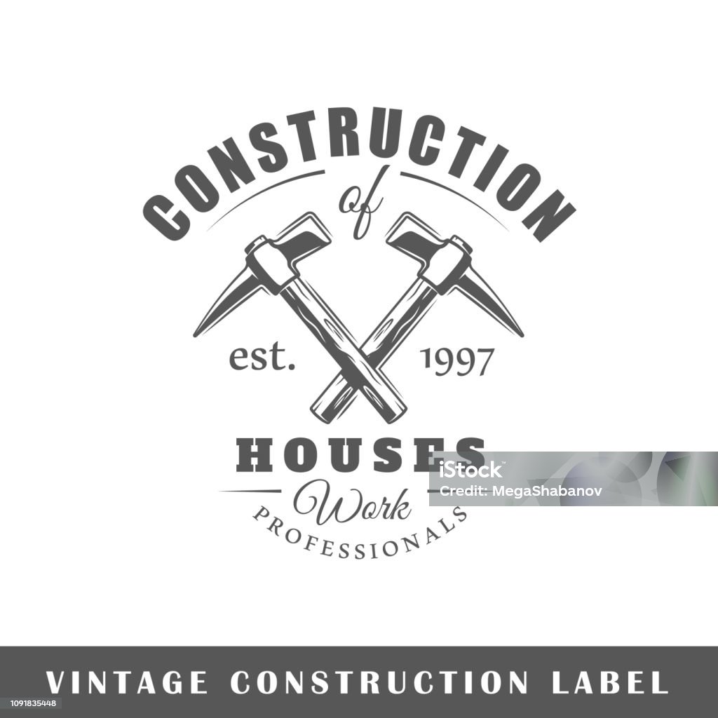 Construction Frame Label Construction Label Stock Illustration - Download Image Now - Hammer ...