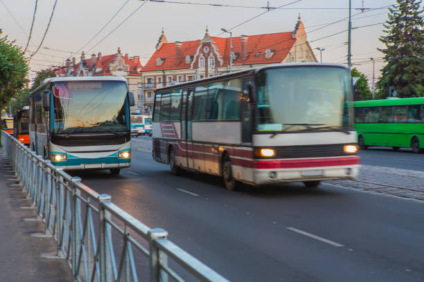 istock Buses moving in the city center 1091835862