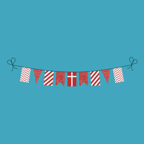 ilustrações de stock, clip art, desenhos animados e ícones de decorations bunting flags for denmark national day holiday in flat design - danish flag