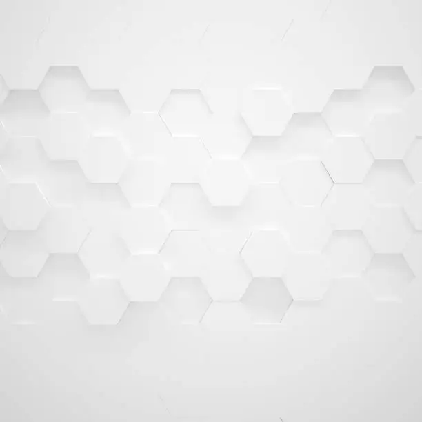 White hexagon texture with copy space (3D illustration)