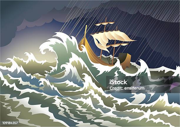 Ship Sinking In The Storm Stock Illustration - Download Image Now - Storm, Sea, Nautical Vessel