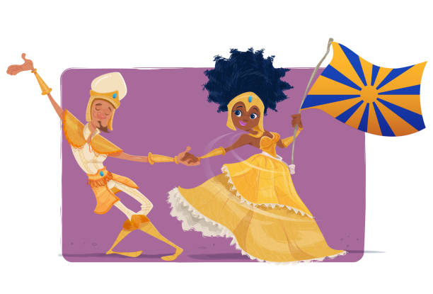 카니발 (레-살라 고 간-bandeira) - samba dancing carnival dancing brazilian culture stock illustrations