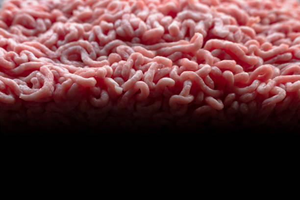 istock Ground meat, pork and beef with dark, black background 1091848444