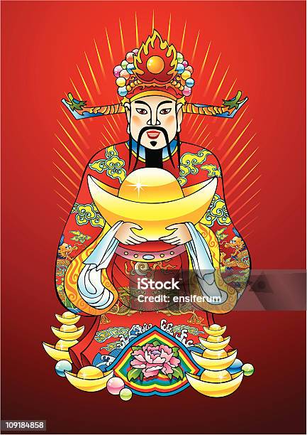 Ilustración de Año Nuevo Chino Dios De Riqueza y más Vectores Libres de Derechos de Cultura china - Cultura china, Dios, Riqueza