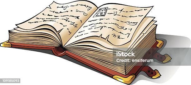 Старинный Открыл Книга — стоковая векторная графика и другие изображения на тему Обложка - Обложка, Старинный, Антиквариат