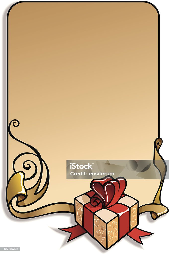 Valentine's Day holiday frame Valentine's Day holiday frame, template for greeting card with gift box and heart style bow, vector illustration Art Product stock vector