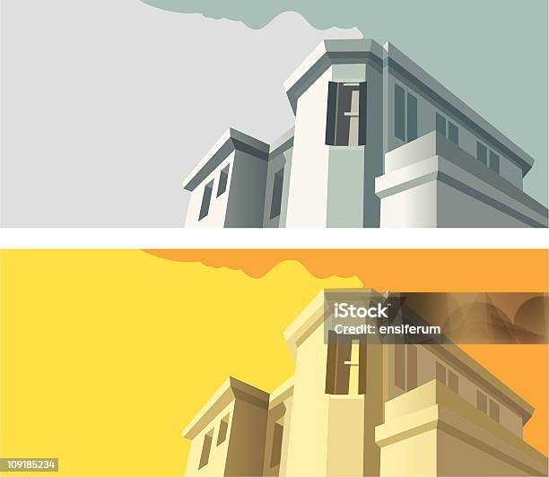 Retro Building Vector Asset Oldfashioned Building Vector Stock Illustration - Download Image Now ...