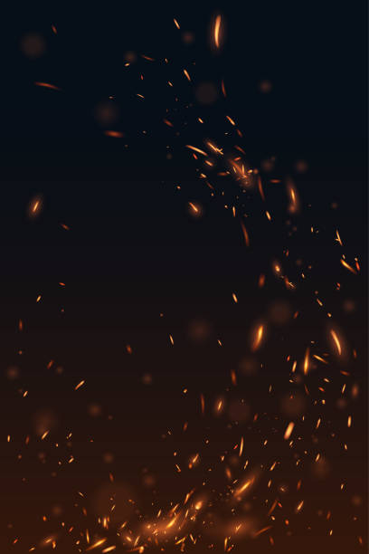 Fire flying sparks background Fire flying sparks background in vector glittering burning stock illustrations