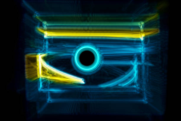istock Blue and yellow glowing new technology abstract background 1091857730