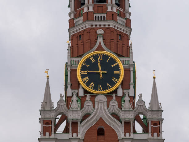 istock Moscow Kremlin Main Clock named Kuranti on Spasskaya Tower 12 hours . Red Square. 1091857770