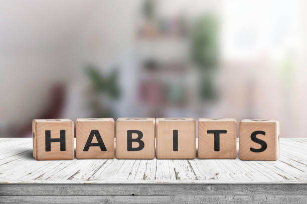 What is your habits? Sign with the word habits stock photo