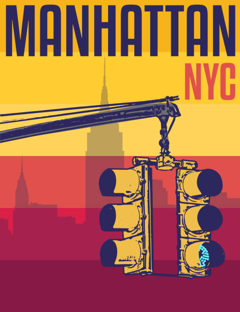 illustrazioni stock, clip art, cartoni animati e icone di tendenza di manhattan, new york, illustrazione silhouette - new york city skyline silhouette manhattan