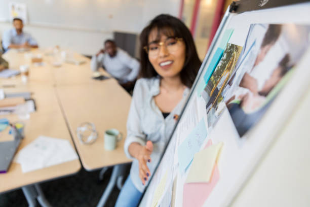 istock Businesswoman uses visual aid during planning session 1091866222