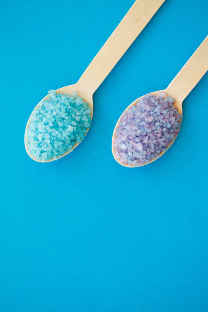 istock Spa Accessories. Bath Salt Beauty Treatment on Blue Background 1091872700