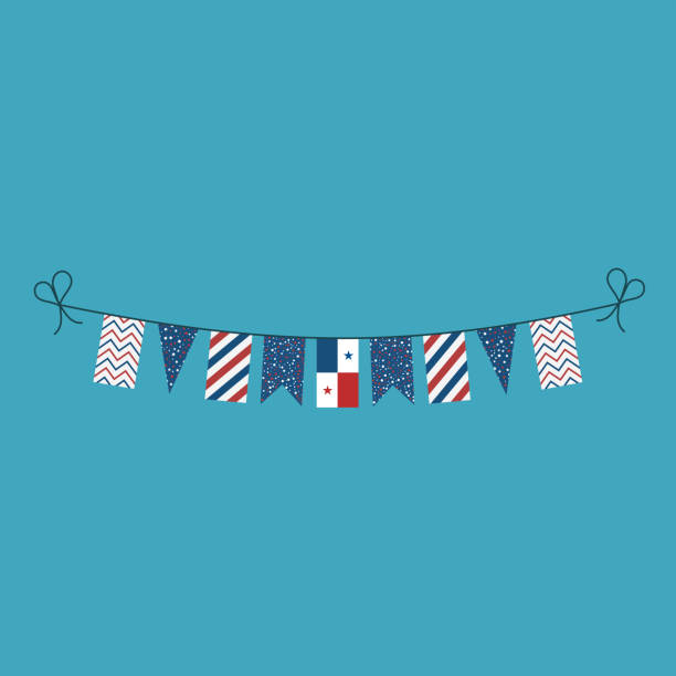Decorations bunting flags for Panama national day holiday in flat design Decorations bunting flags for Panama national day holiday in flat design. Independence day or National day holiday concept. panamanian flag stock illustrations