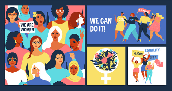 International Women's Day. We can do it! Vector templates for card, poster, flyer and other users