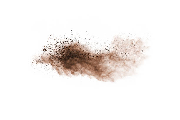 istock Brown color powder explosion on white background. Colored cloud. Colorful dust explode. Paint Holi. 1091880132