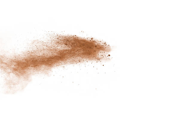 istock Brown color powder explosion on white background. Colored cloud. Colorful dust explode. Paint Holi. 1091880146