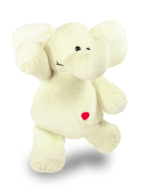 istock Valentine's Day, red heart, white plush elephant, greeting 1091883196