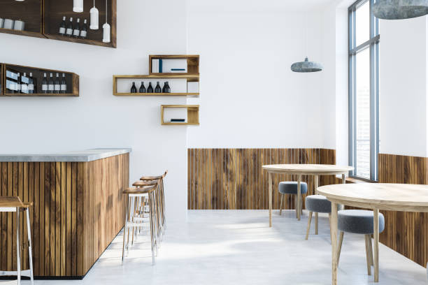 istock White bar interior, bottles on walls 1091886032
