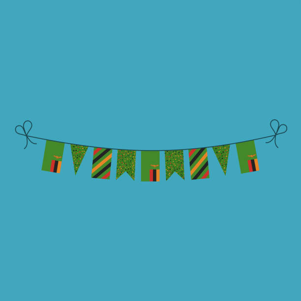 Decorations bunting flags for Zambia national day holiday in flat design Decorations bunting flags for Zambia national day holiday in flat design. Independence day or National day holiday concept. zambia flag stock illustrations