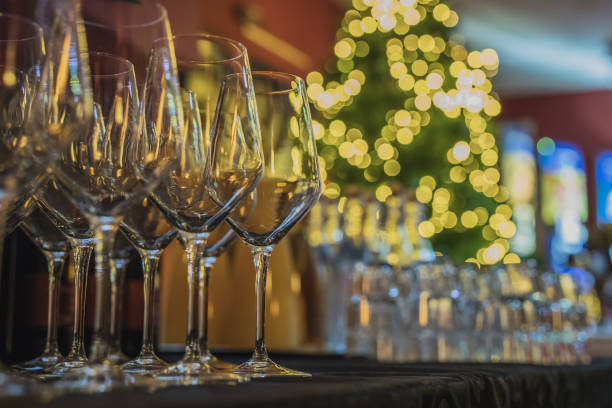 istock Stack of glasses and bottles at a party 1091897268