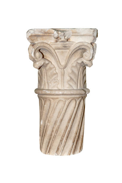 Part of architectural column is isolated on a white background.