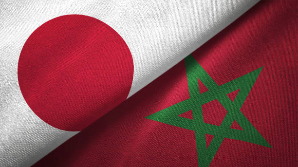 istock Morocco and Japan two flags together realations textile cloth fabric texture 1091904538