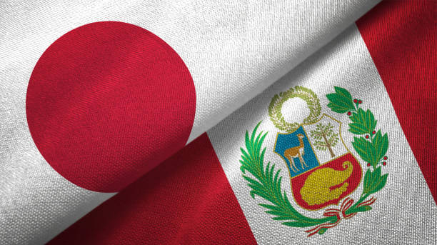 istock Peru and Japan two flags together realations textile cloth fabric texture 1091904560