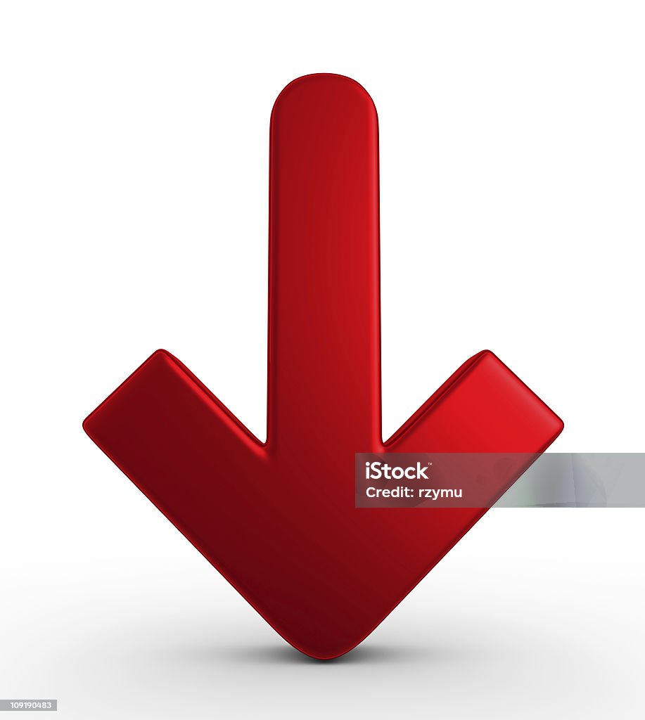 Red arrow Red arrow - 3d render Moving Down Stock Photo