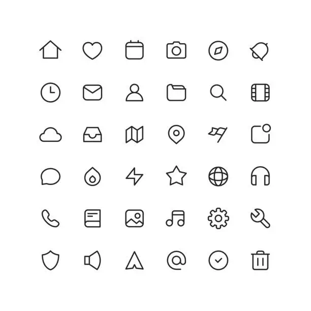 Vector illustration of Collection User Interface Outline Icons