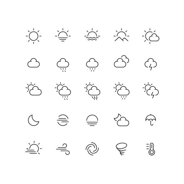 天気概要アイコン - weather climate cyclone icon set点のイラスト素材／クリップアート素材／マンガ素材／アイコン素材