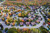 istock Aerial View of Residential Neighbourhood in Autumn Season in Montreal, Quebec, Canada 1091922462