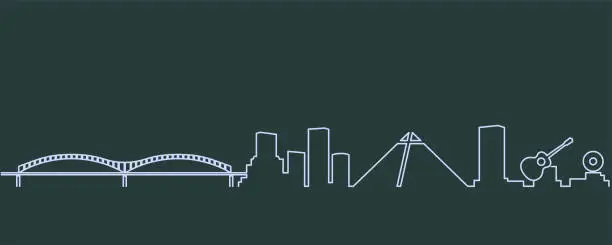 Vector illustration of Memphis Single Line Skyline