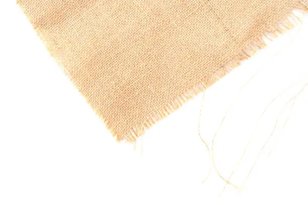 Photo of Back brown Fabric canvas texture isolate background with clipping path blank space for text design. Clean yellow beige Hessian sackcloth wool pleat woven concept cream sack pattern color.