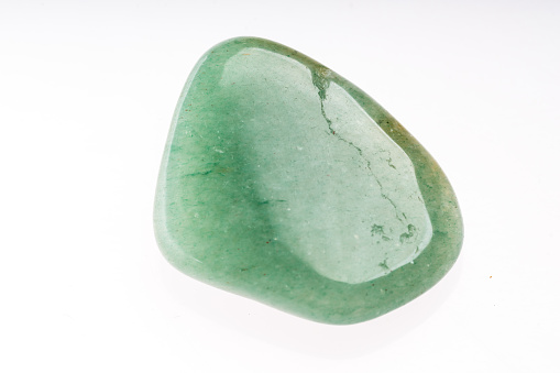 Aventurine mineral stone sample with white background