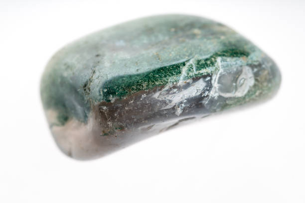 istock Aquatic agate mineral stone sample with white background 1091940770