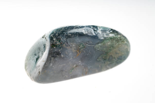 istock Aquatic agate mineral stone sample with white background 1091940786