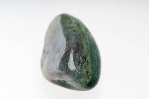 istock Aquatic agate mineral stone sample with white background 1091940850