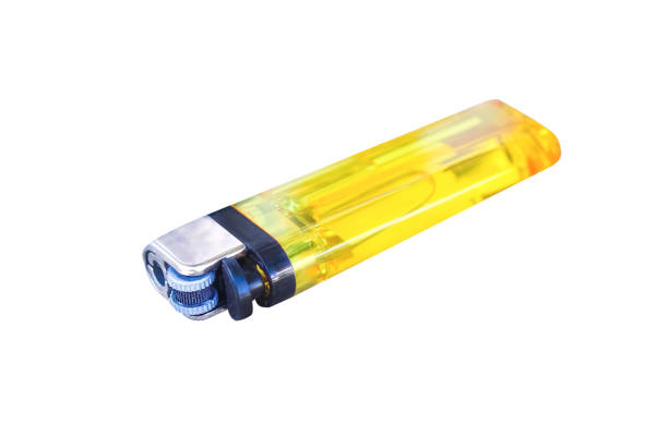 istock Isolated yellow plastic gas lighter on white background with clipping path ,horizontal 1091960240