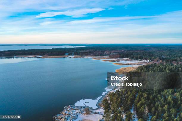 Winter Landscape In Karlstad Sweden Stock Photo - Download Image Now - Sweden, Archipelago, Drone