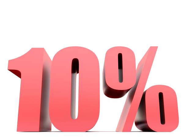 istock ten percent symbol .3d rendering 1091995380