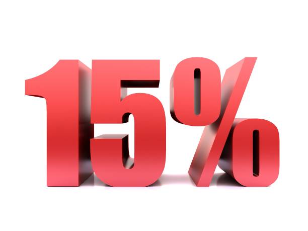 istock fifteen  percent symbol .3d rendering 1091995384