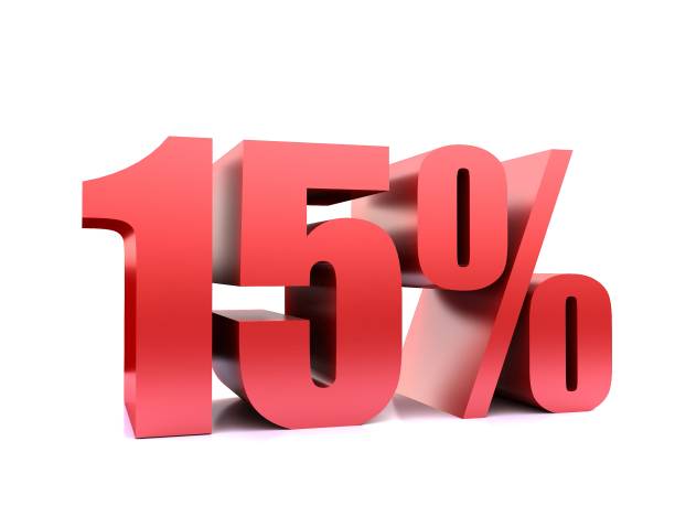 istock fifteen  percent symbol .3d rendering 1091995388
