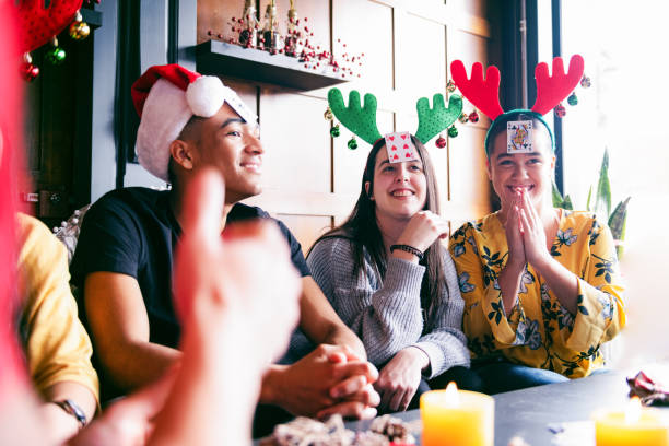 istock Generation z Christmas party with multi-ethnic friends 1091995568