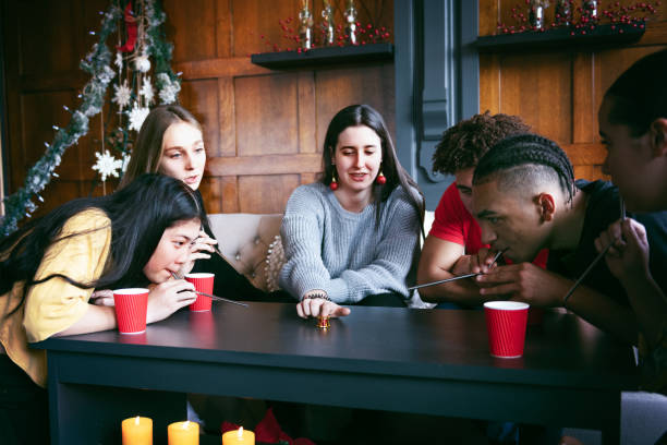 istock Generation z Christmas party with multi-ethnic friends 1091996668
